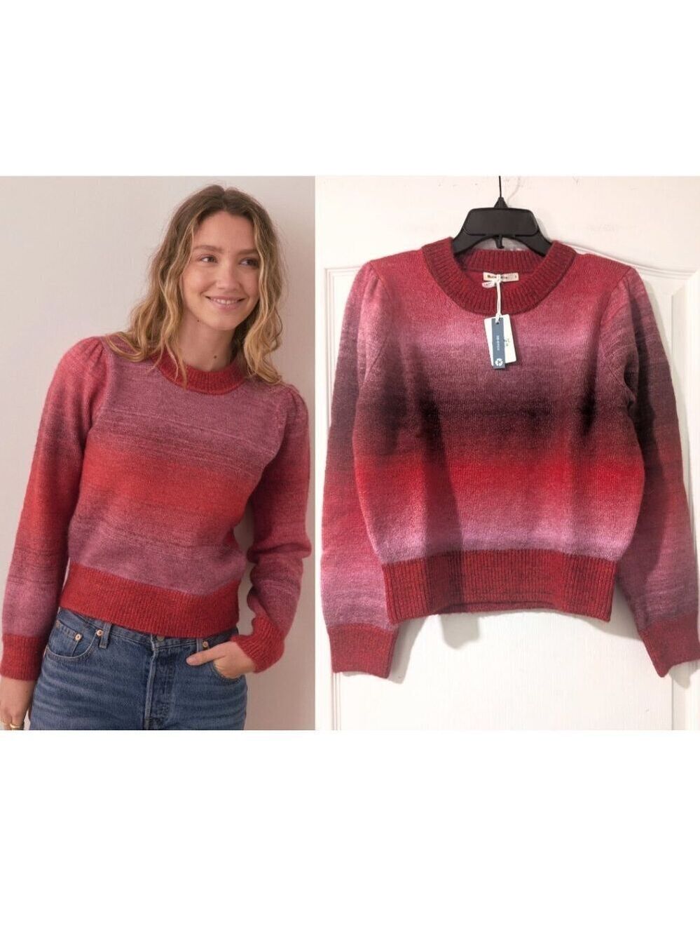 Marine Layer | Ayla Ombré Stripe Puff Sleeve Sweater